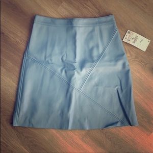 Light Blue Faux Leather Mini Skirt